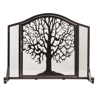 Fireplace Screen Guard, Fireplace Screen Guard, Black Solid Wrought Iron Frame with Door, Free Standing Metal MeshGuard, for Living Room Bedroom Decor