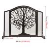Fireplace Screen Guard, Fireplace Screen Guard, Black Solid Wrought Iron Frame with Door, Free Standing Metal MeshGuard, for Living Room Bedroom Decor view 2