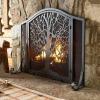 Fireplace Screen Guard, Fireplace Screen Guard, Black Solid Wrought Iron Frame with Door, Free Standing Metal MeshGuard, for Living Room Bedroom Decor view 4