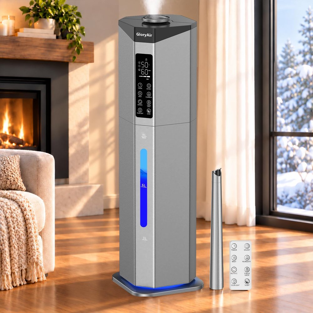 GloryAir Home Humidifier for Large Room, 2.38Gal Cool Mist Top Fill,2000ft