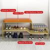2-Tier Shoe Rack Entryway Bench with Cushioned Leather Seat, Space-Saving Design  Stylish Metal Frame Storage Bench(80x45x32cm/31.5x17.7x12.6in) view 3