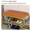 2-Tier Shoe Rack Entryway Bench with Cushioned Leather Seat, Space-Saving Design  Stylish Metal Frame Storage Bench(80x45x32cm/31.5x17.7x12.6in) view 4