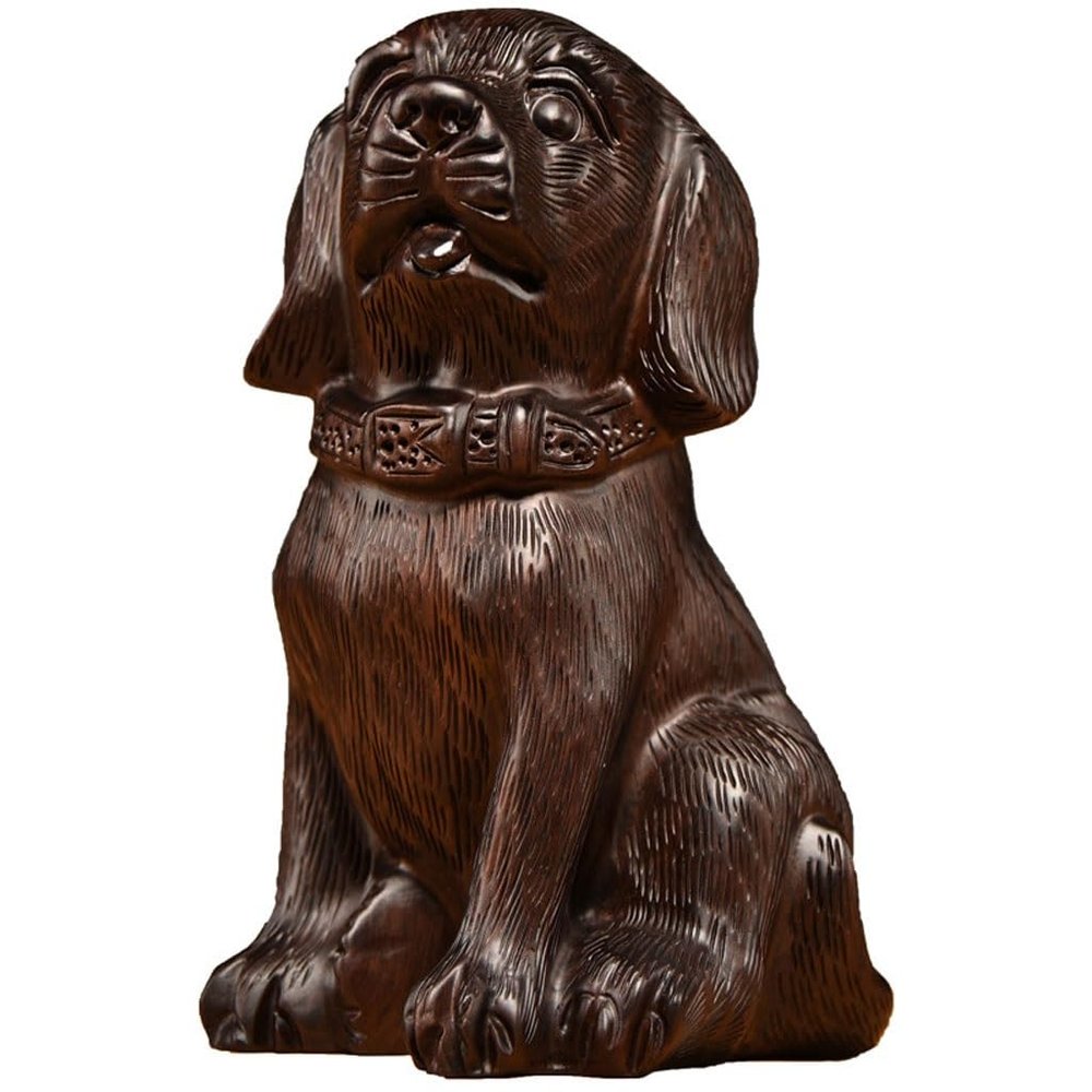 Chicken Bedroom Decor Wooden Dog Ornament Solid Wood Animal Carving Dog Home Wine Cabinet Decoration Mahogany Crafts Desk Decorations(11.81in)