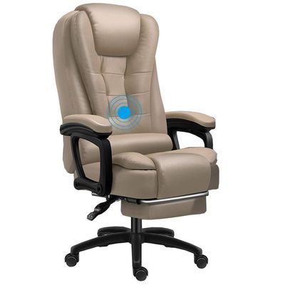 Arm Chair Executive Swivel Computer Chair High Back Ergonomic Design 150kg Load Massage PU Recliner Tilt Mechanism with footrest Used for Home Office Furniture