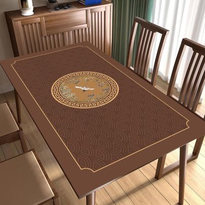 SUZEPER Rectangular Vintage PVC Fall Tablecloth, Print Leather Textured Farmhouse Fall Tablecloth, Wipeable Waterproof Table Cover Protector for Kitchen Indoor Outdoor(39.3x19.7in/100x50cm, P)
