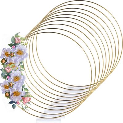 12 Inch Floral Hoop Centerpieces For Table, Metal Rings With Acrylic Stands, Diy Wedding And Party Decor, 10Pcs