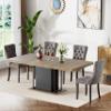 5-Piece Extendable Dining Table Set for 4,Modern 63''-79'' Expandable Kitchen Table with 4 Velvet Chairs, Thickened Wooden Table Dining Room, Kitchen, Office view 1