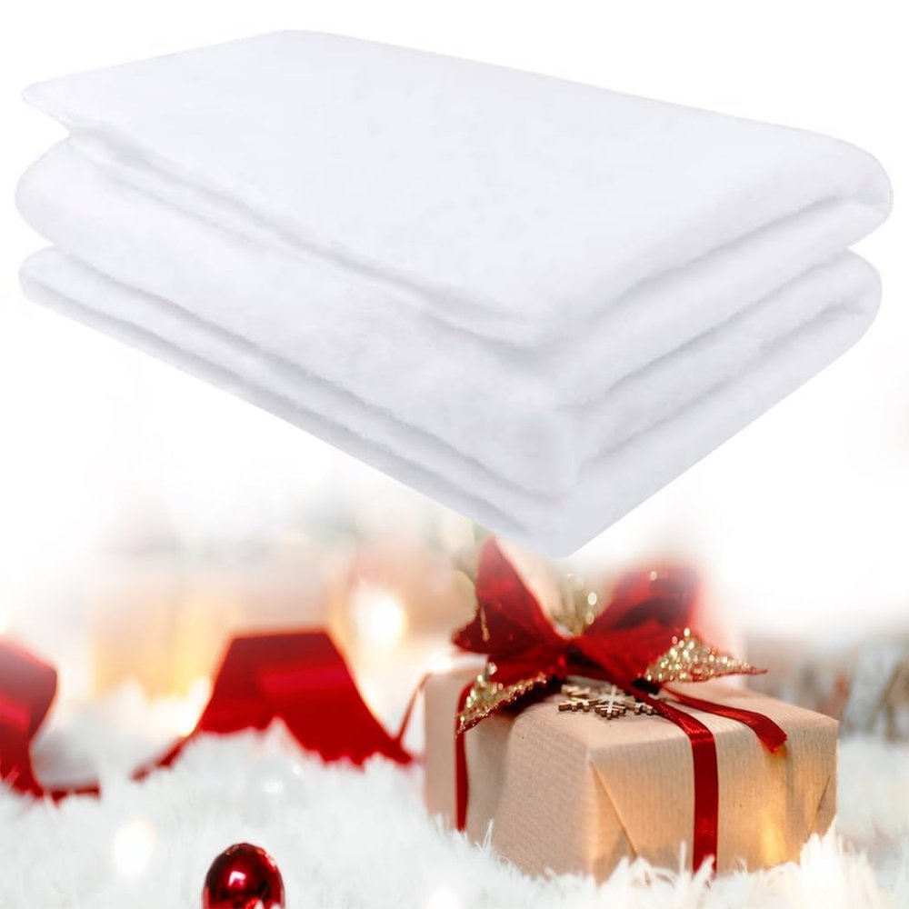 wkao Faux Snow Blanket for Holiday Decor, Artificial Snow Roll for Christmas Tree, Table, and Home Decoration