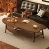 SUZEPER 2 Tier Cloud Shape Wooden Coffee Table,Modern Irregular Center Table with Storage,Simple End Tables with Sturdy Legs for Livingroom Bedroom(39.3" W x 19.6" D x 19.6" H, Walnut) view 1