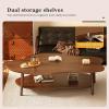 SUZEPER 2 Tier Cloud Shape Wooden Coffee Table,Modern Irregular Center Table with Storage,Simple End Tables with Sturdy Legs for Livingroom Bedroom(39.3" W x 19.6" D x 19.6" H, Walnut) view 4