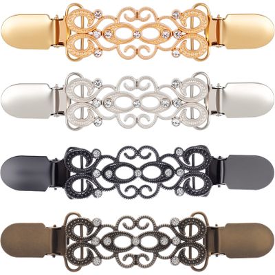 BEIQIYA 4pcs Sweater Cinch Clip, Vintage Dress Back Cinch Clips, Classical Clothing Tightener Buckles for Shirts Shawl Cardigan Collar Pant Skirts Scarves Jackets- Copper Color & Black & Silver & Gold