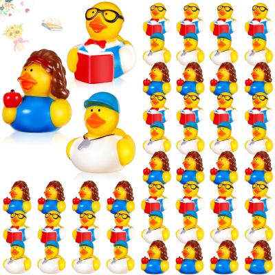 Deekin 48 Pcs Teacher Themed Rubber Ducks 2 Inch Party Favors