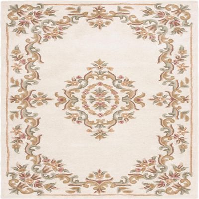 AVYAY RUGS Handmade Royal Aubusson Wool Area Rug, Pure Ivory, 4 x 6 FT