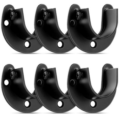 6 Pcs Stainless Steel Closet Rod Brackets for 1-Inch Diameter Rods, Curtain Support Holders for Closet, Shower, Window