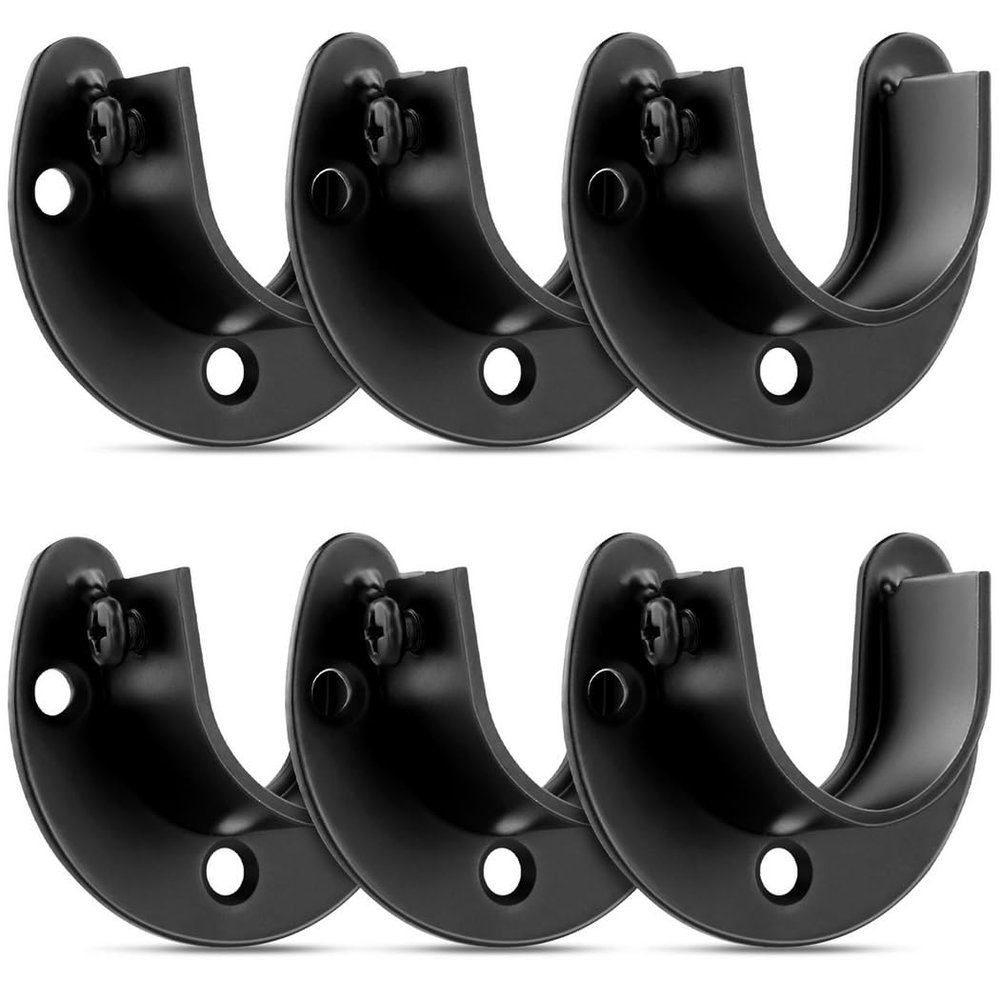 6 Pcs Stainless Steel Closet Rod Brackets for 1-Inch Diameter Rods, Curtain Support Holders for Closet, Shower, Window