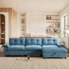 104 * 60" Modern Sectional Sofa with Movable Storage Ottoman, Chenille L-Shape Sofa with Multifunctional Armrest, Cup Holder, Side Storage Pockets, Unique Tufted Design, Soft Cushion (Light Blue-20F) view 2