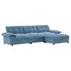 104 * 60" Modern Sectional Sofa with Movable Storage Ottoman, Chenille L-Shape Sofa with Multifunctional Armrest, Cup Holder, Side Storage Pockets, Unique Tufted Design, Soft Cushion (Light Blue-20F) view 3