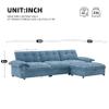 104 * 60" Modern Sectional Sofa with Movable Storage Ottoman, Chenille L-Shape Sofa with Multifunctional Armrest, Cup Holder, Side Storage Pockets, Unique Tufted Design, Soft Cushion (Light Blue-20F) view 4