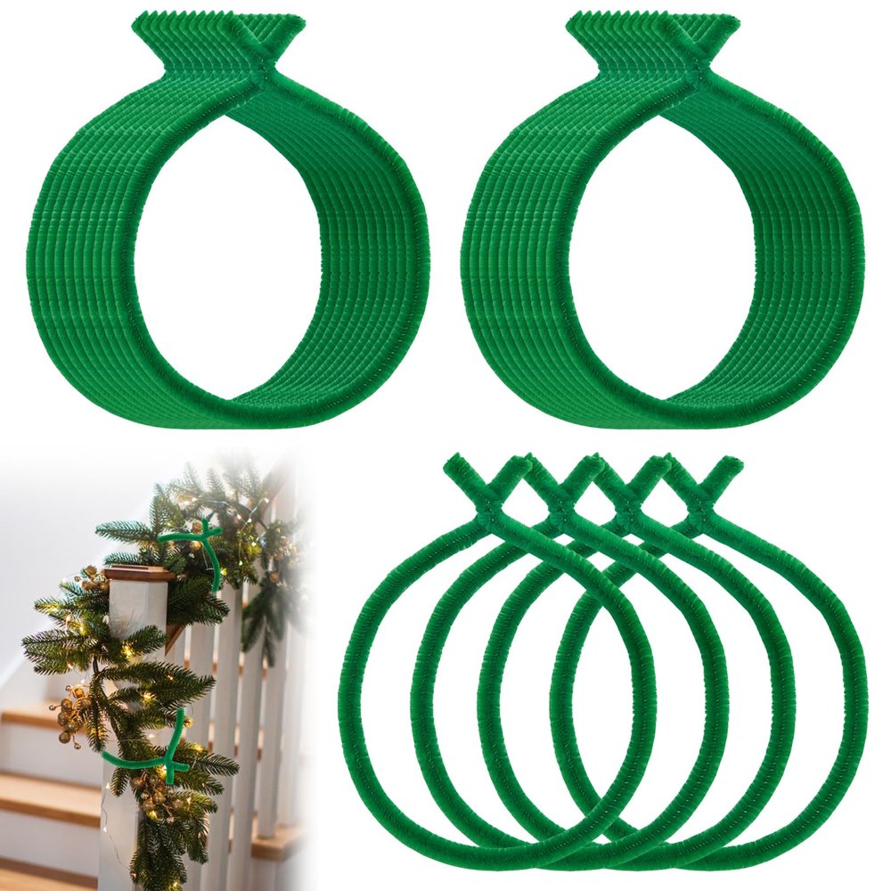 300PCS Christmas Garland Ties, 12" Reusable Fuzzy Chenille Stems Holiday Garland Ties Green Fuzzy Sticks for Wreath Garland Making Xmas Tree Door Banister Stairway Decoration Christmas Supplies