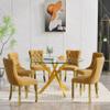 47.25inch Round Glass Dining Table Set for 6,7-Piece Modern Kitchen Table Set with Gold Metal Legs and 6 Soft Velvet Upholstered Chair for Kitchen Apartment view 1