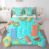 7 Pcs Swimming Pool Bedding Sets Cartoon Colorful Swimming Rings Comforter Set for Kids Teens Adults All Season (Comforter Flat Sheet Fitted Sheet 2 Pillowcases 2 Throw Pillow Covers) Queen view 1