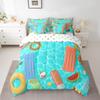 7 Pcs Swimming Pool Bedding Sets Cartoon Colorful Swimming Rings Comforter Set for Kids Teens Adults All Season (Comforter Flat Sheet Fitted Sheet 2 Pillowcases 2 Throw Pillow Covers) Queen view 3