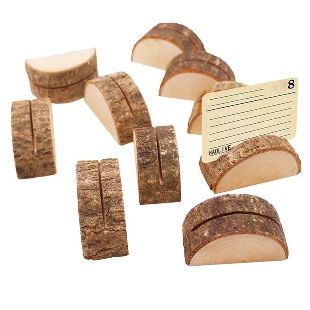 Place Card Holders 50pcs Wedding Place Wooden Card Holders Table Number Stands for Centerpieces Wedding Reception(B)