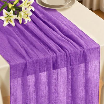 6 Pack Purple Table Runner 120 Inch Rustic Cheesecloth Table Runner 10Ft Sheer Gauze Tablecloth for Wedding Cheese Cloth Table Runners Bridal Baby Shower Home Decoration