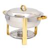 BWPURWDFH 201 Stainless Steel Chafing Dish Buffet Warmer Set, 3.5L Round Chafer Dish Gold Food Warming Container with Lid and Fuel Holder for Catering Wedding Party (4) view 1