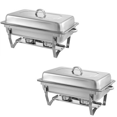 BWPURWDFH 9L Chafing Dish Buffet Complete Set, Stainless Steel Chafer Food Warmer with Water Pan, Food Pan, Fuel Holder and Lid for Parties Buffets (2pcs)