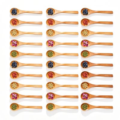 30PCS Small Wooden Spoons, Small Soup Spoons Wood Tasting Spoons Wooden Honey Teaspoon with Short Handle for Kitchen Use