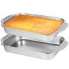 2 Pack Stainless Steel Baking Trays with Handles, Non-Stick Rectangular Loaf Pans for Breads, Meats, and Vegetables view 1