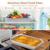 2 Pack Stainless Steel Baking Trays with Handles, Non-Stick Rectangular Loaf Pans for Breads, Meats, and Vegetables view 2