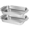 2 Pack Stainless Steel Baking Trays with Handles, Non-Stick Rectangular Loaf Pans for Breads, Meats, and Vegetables view 3
