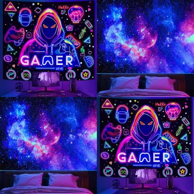 Apdidl Blacklight Gaming Wall Tapestry for Bedroom, Blacklight Gaming Wall Tapestry for Bedroom