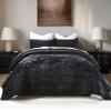 AJOCCI King Size Comforter Set, Luxurious Velvet King Quilt, Black Bedding Set, Soft Plush Bedspread King Size, Lightweight Quilts for All Season, Black view 1