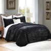 AJOCCI King Size Comforter Set, Luxurious Velvet King Quilt, Black Bedding Set, Soft Plush Bedspread King Size, Lightweight Quilts for All Season, Black view 2