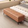 End of Bed Storage Bench Ottoman Foot Rest with Legs Leather Upholstered Shoe Bench with Button-Tufted for Living Room, Bedroom, Entryway view 1