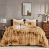 Wonderful - 3 Pieces Faux Rabbit Fur Comforter Set King Size, Caramel Tie Dye Plush Bedding Set, 3D Sculpted Bubble Warm Fluffy Comforter for Winter view 1