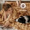 Wonderful - 3 Pieces Faux Rabbit Fur Comforter Set King Size, Caramel Tie Dye Plush Bedding Set, 3D Sculpted Bubble Warm Fluffy Comforter for Winter view 4