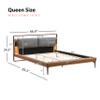 SOFTSEA Queen Size Upholstered Bed with Grey Pillow Headboard & 2 Reading Lights, Faux Leather Platform Bed Frame with Wood Slats Support, No Box Spring Needed, Brown view 3