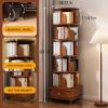 360-Degree Corner Spinning Bookshelf Tower, 6 Tier Floor Small Corner Bookcase Standing Rotating Bookshelf with Drawers&Wheels for Small Space,Wood Narrow Organizer for Bedroom (Walnut Brown, 6 Tier) view 2