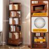 360-Degree Corner Spinning Bookshelf Tower, 6 Tier Floor Small Corner Bookcase Standing Rotating Bookshelf with Drawers&Wheels for Small Space,Wood Narrow Organizer for Bedroom (Walnut Brown, 6 Tier) view 3