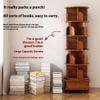 360-Degree Corner Spinning Bookshelf Tower, 6 Tier Floor Small Corner Bookcase Standing Rotating Bookshelf with Drawers&Wheels for Small Space,Wood Narrow Organizer for Bedroom (Walnut Brown, 6 Tier) view 4
