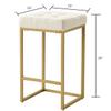 24KF Contemporary Counter Height Bar Stool Set of 2 for Kitchen Island, 26" H Teddy Fabric Padded Gold Barstool Bar Chair,5066-Teddy Cream view 2