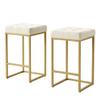 24KF Contemporary Counter Height Bar Stool Set of 2 for Kitchen Island, 26" H Teddy Fabric Padded Gold Barstool Bar Chair,5066-Teddy Cream view 3