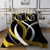 Manfei Geometric Stripes Bedspread King Size,Abstract Stripes Lines Coverlet Set 3pcs,Yellow Black Grey Quilted Coverlet with 2 Pillowcases,Kids Boys Room Decor,Soft Bedding Quilt view 2