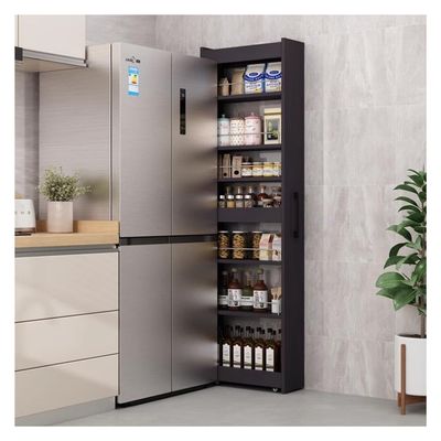 Etlegor Slim Storage Cart, 7-Tier Kitchen Rolling Spice Cart, Next to Fridge Slim 7 Tier Freestanding Shelves, Narrow Storage Cabinet with Wheels for Home Kitchen Closet Pantry(Black,20x45x184cm)