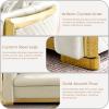 106" Oversize Button Tufted Chesterfield Sectional Sofa Set, Velvet L-Shaped Luxury Couches for Living Room with Gold Stainless Steel Decor & 5 Pillows, 5 Seater Mid-Century Couch, Right Chaise Beige view 4