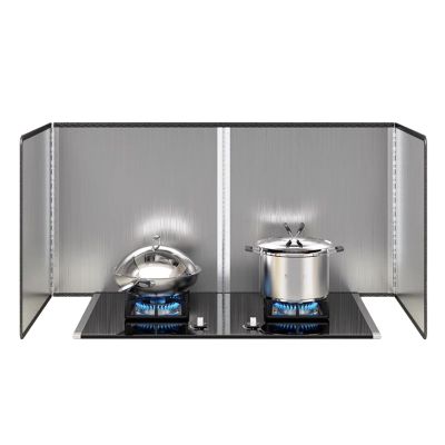 LumaGrove Stove Splatter Guard Stainless Steel 4 Sided Folding Splash Guard Silver Multiple Sizes(40x80x40cm)